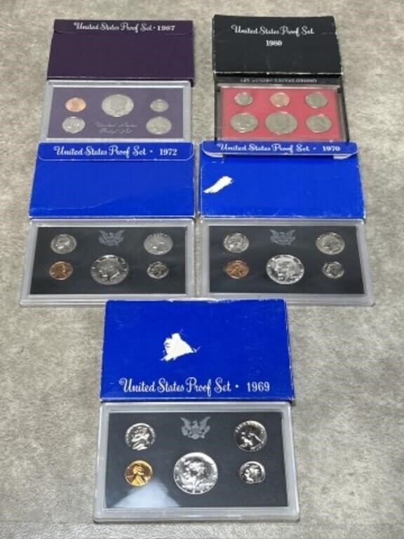 Assorted years of US Mint coin proof sets