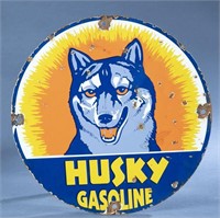 Husky Gasoline metal sign.