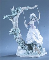Lladro #1297 "Victorian Girl On Swing" figurine.