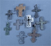 9 Antique Orthodox crosses.