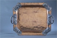 Chinese copper and silver mount tray.