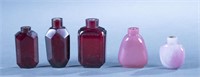 5 Chinese glass snuff bottles.