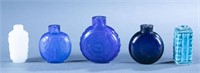5 Chinese glass and ceramic snuff bottles.