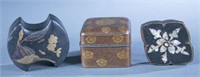 3 Japanese lacquer trinket tebako boxes.