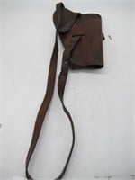 EARLY U.S. MARKED LEATHER HOLSTER WITH WAIST STRAP