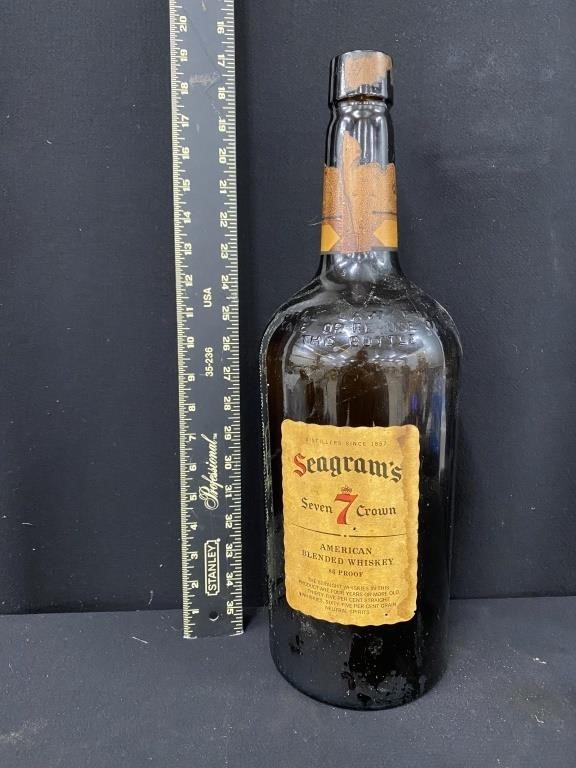 Large Glass Seagrams Store Display Bottle