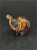Glass Orange and Black Swirl Elephant Pipe