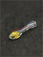 3in Clear and Yellow Accent Glass Chillum Pipe