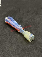 3.75in Red & Blue  Glass Chillum Pipe (living