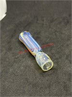 3.25in Orange and Blue Glass Chillum Pipe (living