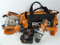 Ridgid Cordless Set in Bag - Circular Saw Drill &