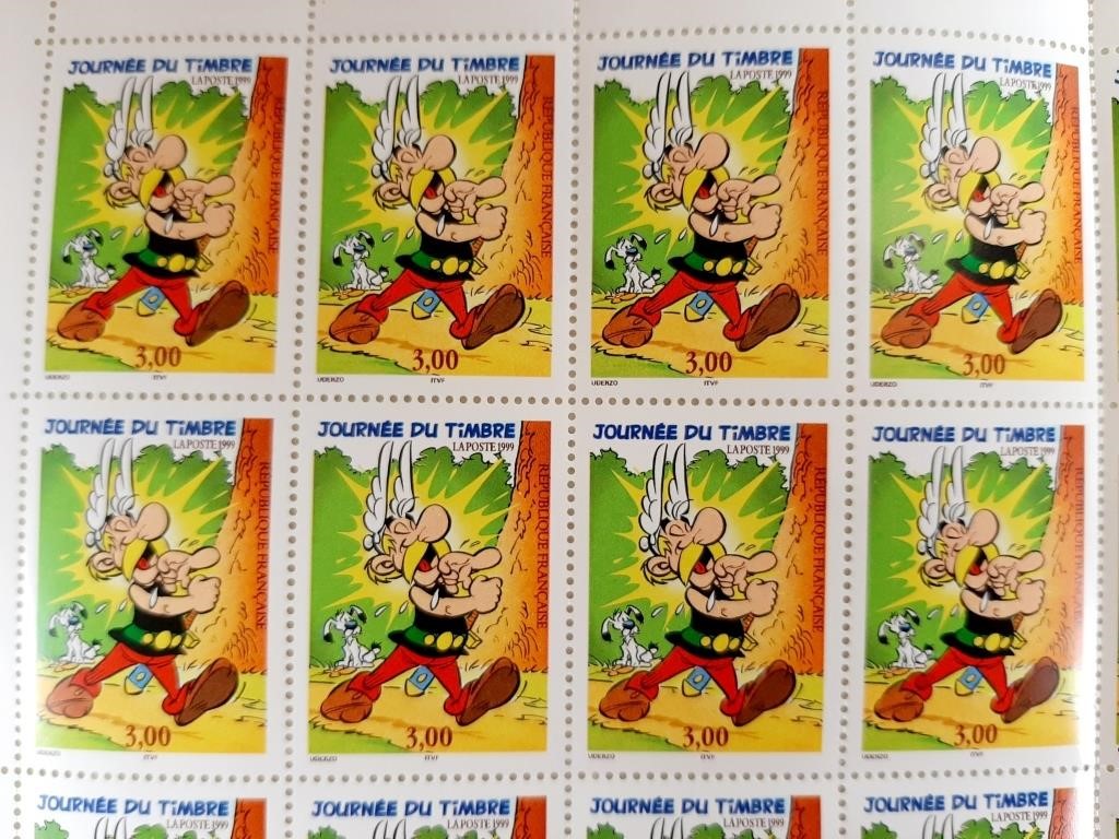 Feuille de 40 timbres UDERZO Astérix 3,00F 1999