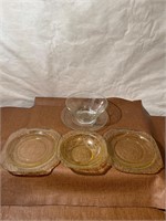 Vintage Yellow Amber Gold Depression Glass