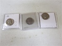 (3) Very Nice Condition 1920's Buffalo Nickels