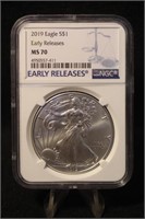 2019 MS70 1oz .999 Pure Silver Eagle Certified
