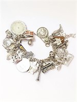 Vintage Sterling Charm Bracelet With Charms