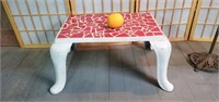 Vintage Cast Iron Base Red Terracotta Foot Stool