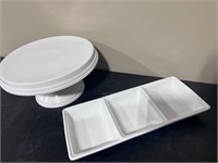 White Serving Platter & Threshold Cake Stand