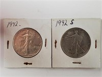 1942 & 1942 S Liberty Silver Half Dollars