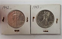 1942 & 1943 Liberty Silver Half Dollars