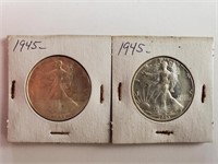 2ct 1945 Liberty Silver Half Dollars