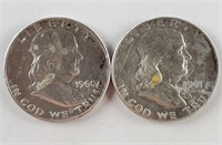 1960 & 1961 Franklin Silver Half Dollars