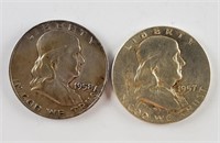 1957 & 1958 Franklin Silver Half Dollars