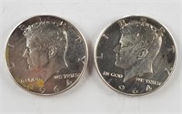2ct 1964 Kennedy Silver Half Dollars