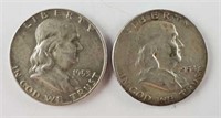 1953 & 1954 Franklin Silver Half Dollars