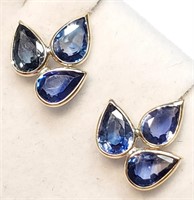 $2840 10K  Natural Blue Ceylon Sapphire(4.8ct) Ear