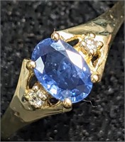 $1195 10K 1.5g Natural Blue Sapphire(0.9ct)+0.02ct