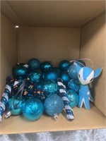 Set of Blue Ball, Candy Cane, & Reindeer Christmas