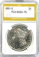 1881-S Morgan Silver Dollar MS-64+ PL