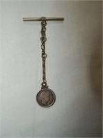 1916-S Barber Silver Dime Pocket Watch Fob