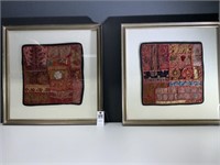 2 PERSIAN HAND-EMBROIDERED TAPESTRIES FRAMED