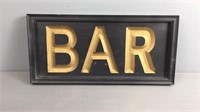 Vintage Painted Wood Bar Sign