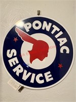 Pontiac Service Round Metal Sign 24” (hallway)