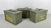 Lot Of 3 Metal Ammo Cans