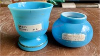 Bristol Blue Vase and Cased Glass Bowl (con1)