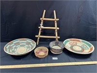 Decorative Wood Ladder, Southwestern Style Baskets