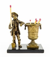 Brass Victorian Man & Urn Matchstick Holder