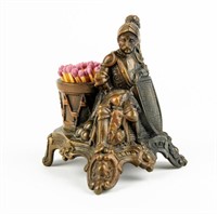 Bronze Seated Soldier Matchstick Holder