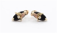 Black Hills 14K Gold Onyx & Diamond Earrings