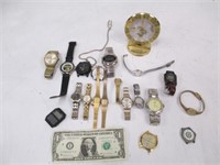 Lot of Assorted Watches & 1 Clock - Untested