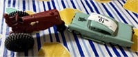 Vintage Metal Tractor and Plastic Car