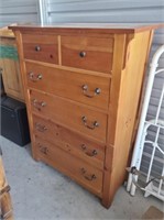 5 Drawer Tall wooden chest of drawers