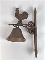 Cast Iron Rooster Bell on Bracket