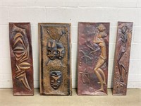 Four Hammered Copper Wall Hangings