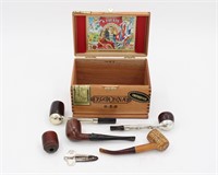 Vintage A-Fuenta Cigar Box & Tobacco Pipe Lot