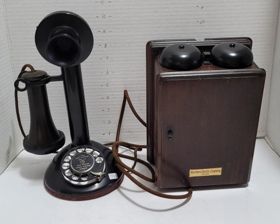 NORTHERN ELECTRIC CANDLE STICK TELEPHONE WITH BOX